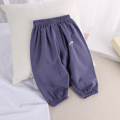 1 2 3 4 5  Years New Children's Anit-mosquito Pants Summer Baby Air Conditioning Bloomers Boys and Girls Cotton and Linen Pants Leedoar