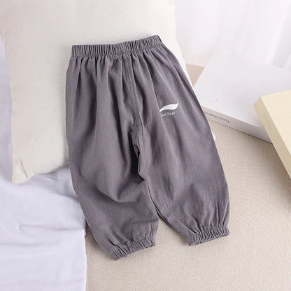 1 2 3 4 5  Years New Children's Anit-mosquito Pants Summer Baby Air Conditioning Bloomers Boys and Girls Cotton and Linen Pants Leedoar