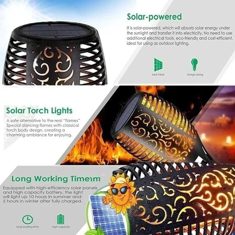 Solar Flame Torch Light Flickering Light Waterproof Garden Decoration Outdoor Lawn Path Yard Patio Floor Lamp Leedoar