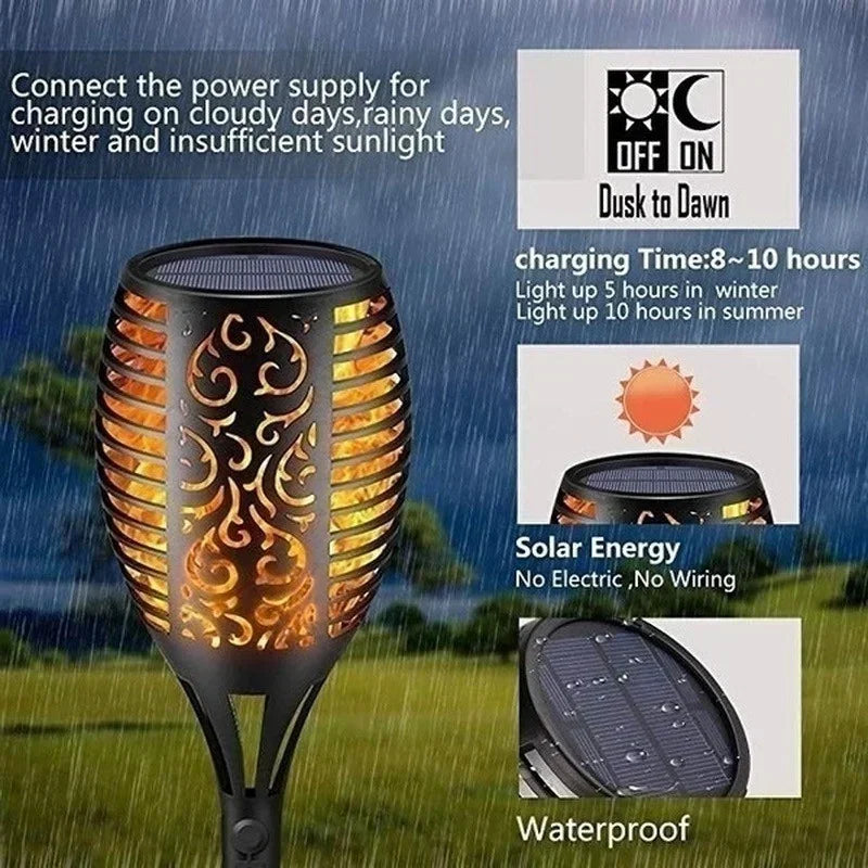 Solar Flame Torch Light Flickering Light Waterproof Garden Decoration Outdoor Lawn Path Yard Patio Floor Lamp Leedoar