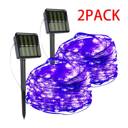 1~2 Pacote de Luzes de Fadas Solares 400/300/200/100/50LED Luzes de Corda Solares Externas À Prova D'Água Natal Fio de Cobre Luz Cintilante 