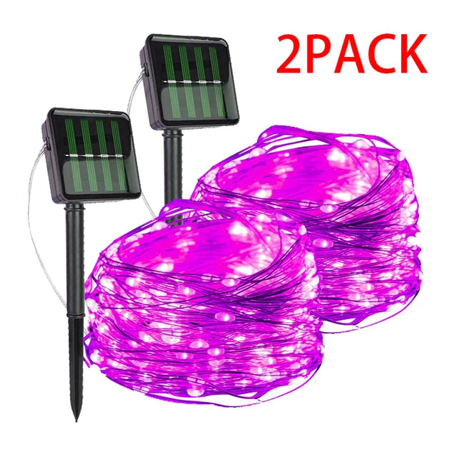 1~2 Pacote de Luzes de Fadas Solares 400/300/200/100/50LED Luzes de Corda Solares Externas À Prova D'Água Natal Fio de Cobre Luz Cintilante 