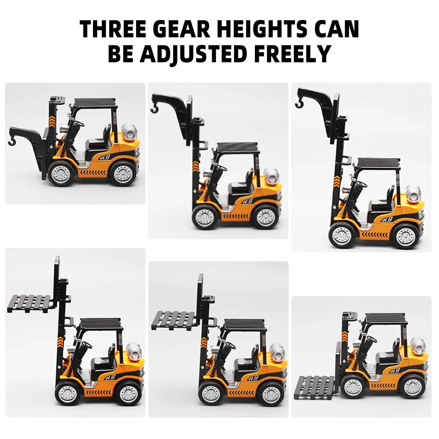 1:24 Scale Alloy Construction Forklift & Crane Toy Model with Retroactive Motion & Sound & Light Effects - Ideal for Kids' Play Leedoar