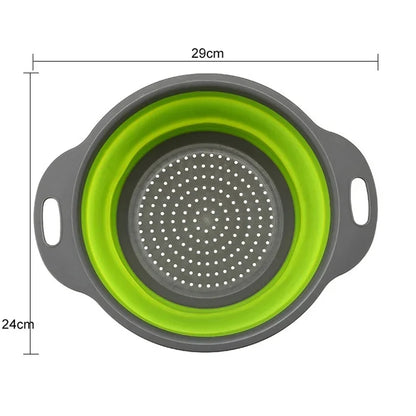 1/2pcs Silicone Round Folding Vegetable Fruits Washing Drain Basket Colander Strainer Collapsible Drainer Kitchen Tool Leedoar