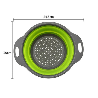 1/2pcs Silicone Round Folding Vegetable Fruits Washing Drain Basket Colander Strainer Collapsible Drainer Kitchen Tool Leedoar