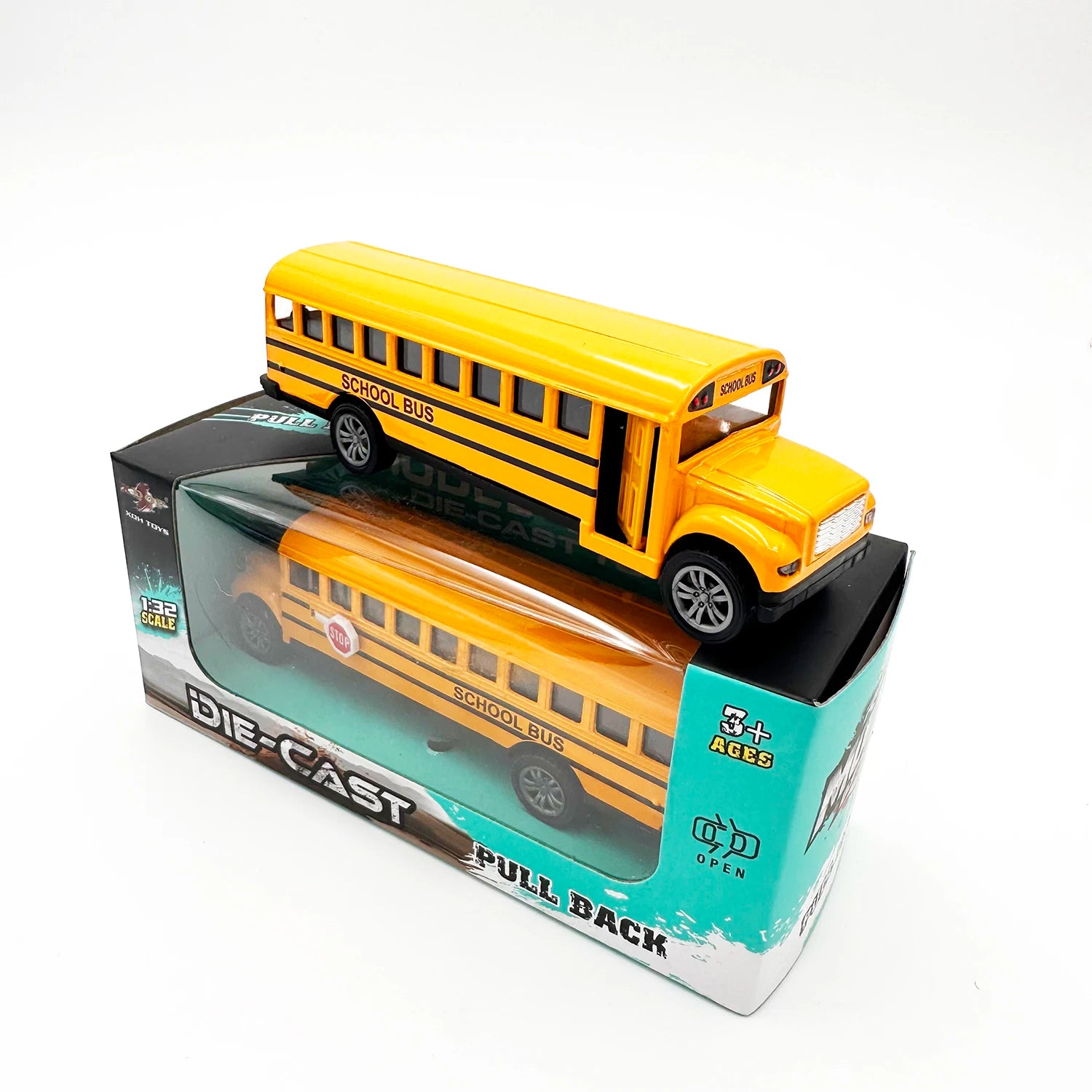 1:32 Alloy Car Game Pull Back Car School Bus Model Can Open The Door Toys Collection Leedoar