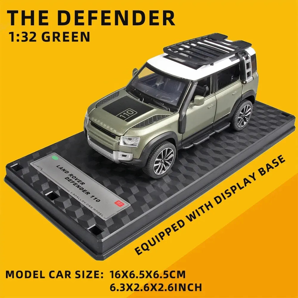 1/32 Diecast Model Car Pullback Vehicle Toy Collection for Land Rover New Defender 110, Gift, with Sound and Light Leedoar