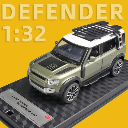 1/32 Diecast Model Car Pullback Vehicle Toy Collection for Land Rover New Defender 110, Gift, with Sound and Light Leedoar