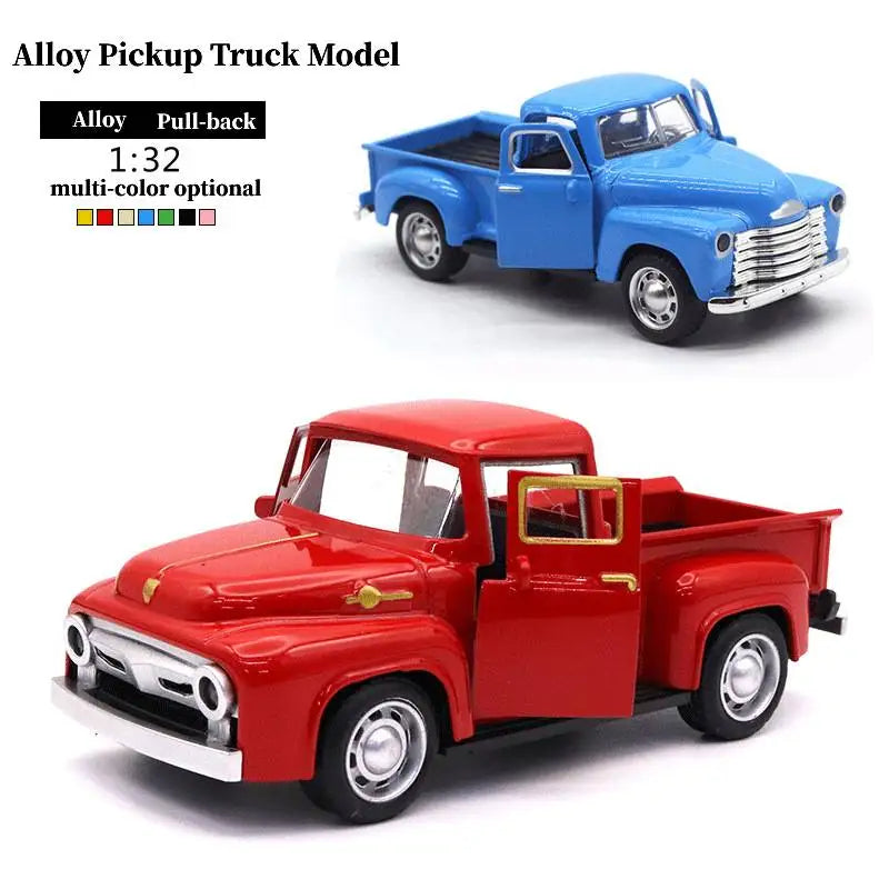 1:32 Escala Clássico Pickups Caminhão Modelo de Carro Liga Pull Back Diecast &amp; Brinquedos Veículo Para Meninos Crianças Coleção de Natal Carro de Brinquedo