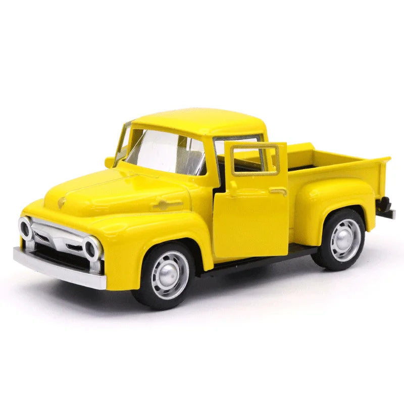 1:32 Escala Clássico Pickups Caminhão Modelo de Carro Liga Pull Back Diecast &amp; Brinquedos Veículo Para Meninos Crianças Coleção de Natal Carro de Brinquedo