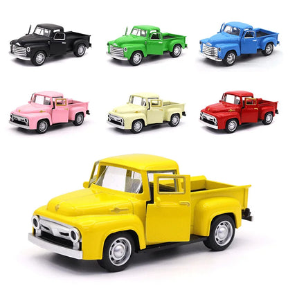 1:32 Escala Clássico Pickups Caminhão Modelo de Carro Liga Pull Back Diecast &amp; Brinquedos Veículo Para Meninos Crianças Coleção de Natal Carro de Brinquedo