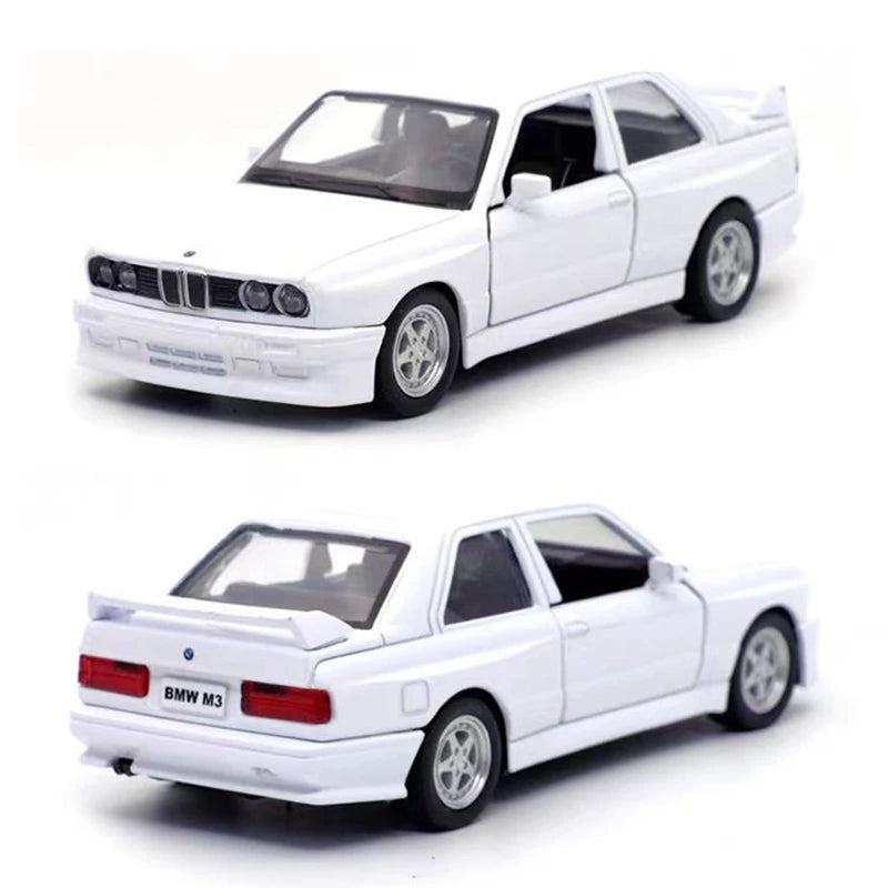 1/36 BMW M3 1987 Alloy Toys Car Model Metal Diecasts Toy Vehicles Authentic Exquisite Interior Pull Back 2 Door Opened Kids Gift Leedoar