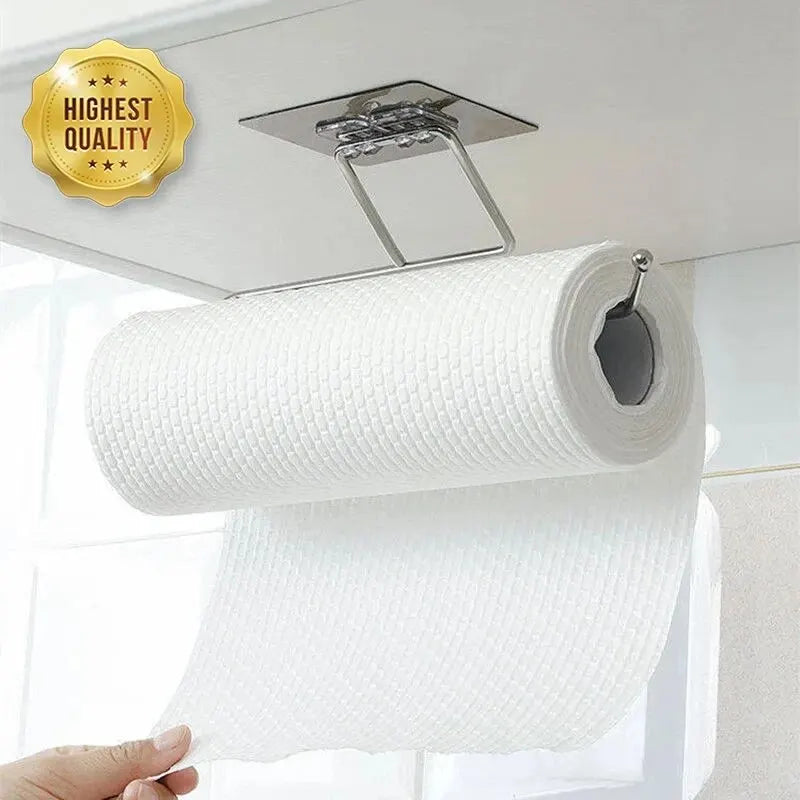 1/4PCS Kitchen Paper Holder Towel Storage Hook Toilet Paper Holder Towel Stand Storage Rack Tissue Holder Bathroom Organizer Leedoar