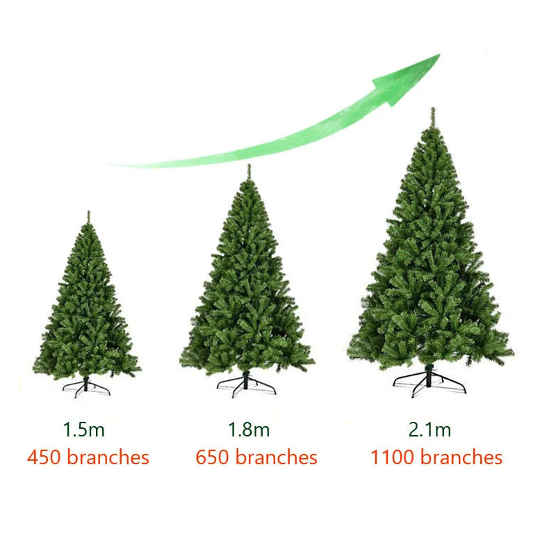 1.5m 1.8m 2.1m Encryption Green PVC Large Christmas Tree Christmas Decoration 2024 New Year Home Party Scene Decoration Dropship