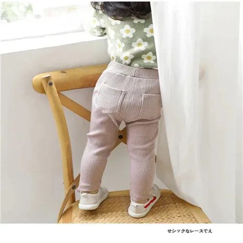 1-6Years Cotton Big PP Pants Spring Autumn Baby Girls Leggings Casual Kids Fashion Solid Long Trousers Children's Pants 2024 New Leedoar