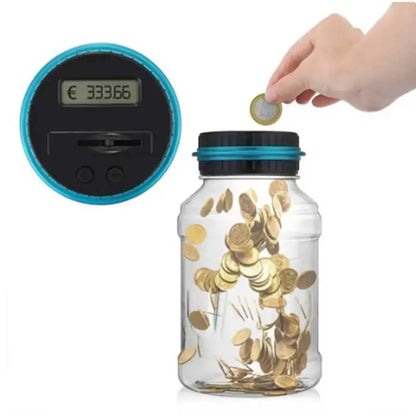 1.8L Coin Bucket Money Bank Large Capacity Transparent Saving Jar US Dollar Euro Pound Saving Jar Smart Counting Leedoar