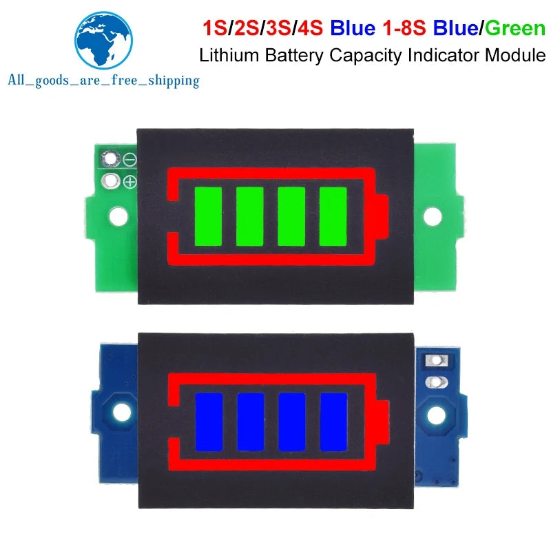 1-8S 1S/2S/3S/4S Single 3.7V Lithium Battery Capacity Indicator Module 4.2V Display Electric Vehicle Battery Power Tester Li-ion Leedoar