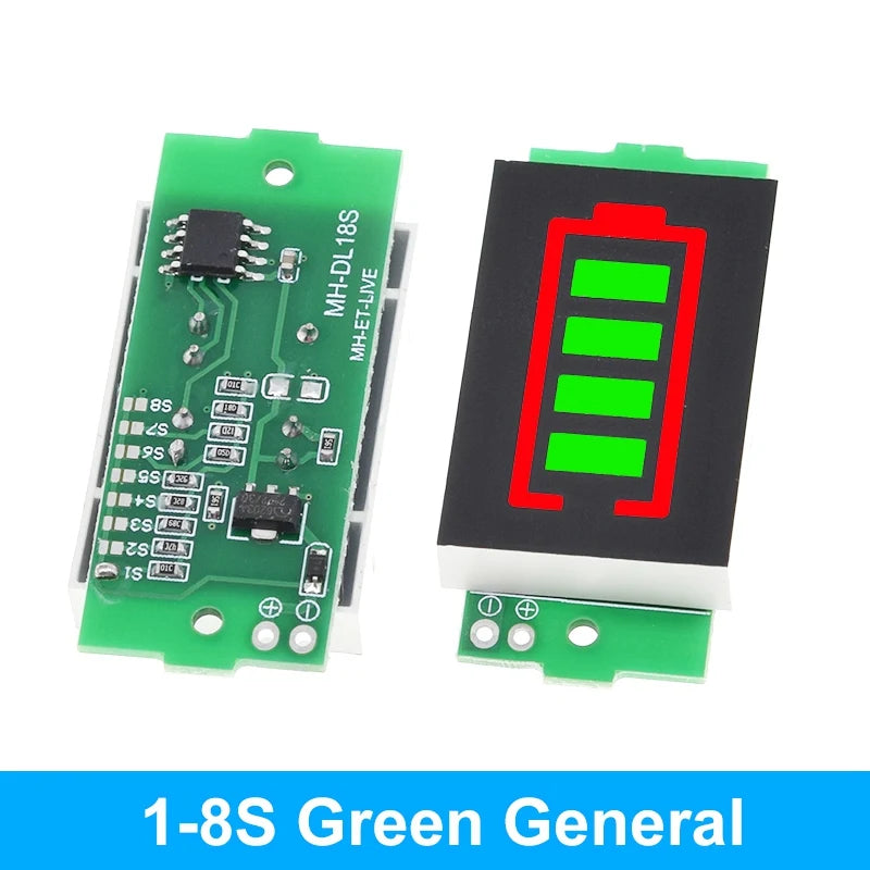 1-8S 1S/2S/3S/4S Single 3.7V Lithium Battery Capacity Indicator Module 4.2V Display Electric Vehicle Battery Power Tester Li-ion Leedoar