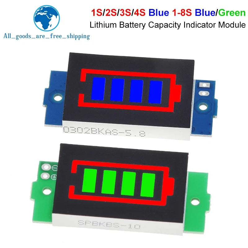 1-8S 1S/2S/3S/4S Single 3.7V Lithium Battery Capacity Indicator Module 4.2V Display Electric Vehicle Battery Power Tester Li-ion Leedoar