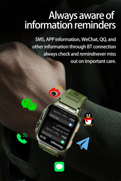 1.91 Outdoor Military Smart Watch Men Bluetooth Call Amoled Smartwatch For Android IOS IP68 Waterproof Sports Fitness Watches Leedoar