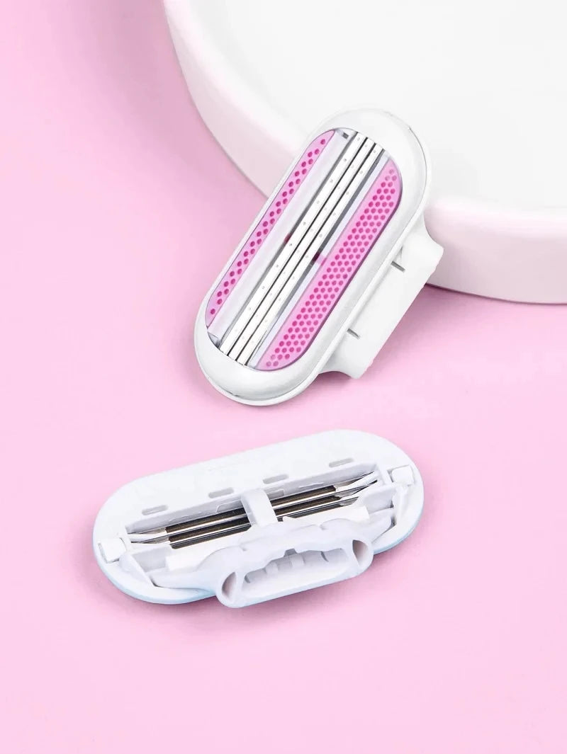 1 Handle + 4/8 Blades Women Safety Razor Blades Face/ Leg/ Armpit/ Bikini Beauty Hair Removal Shaving Compatible Venus Shaver