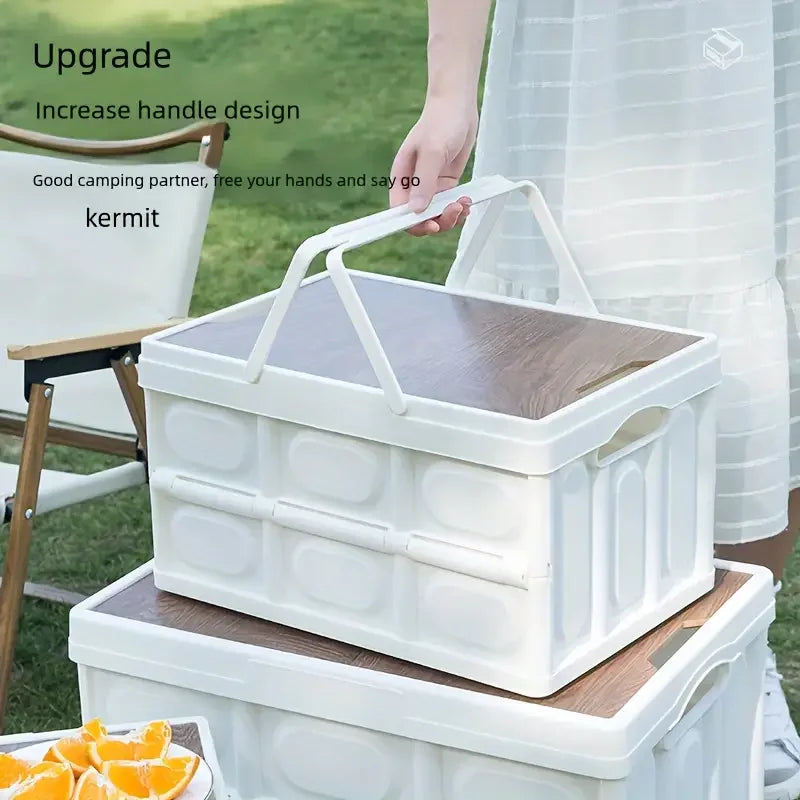 1 Outdoor Camping Storage Box With Handle, 15L Foldable Storage Box, Portable Camping And Picnic Storage Box, Car Luggage Leedoar