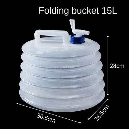 1 Outdoor Folding Bucket Car Kettle Car Shrink Portable Water Storage Tank Water Bag With Faucet Household Water Storage Bucket Leedoar