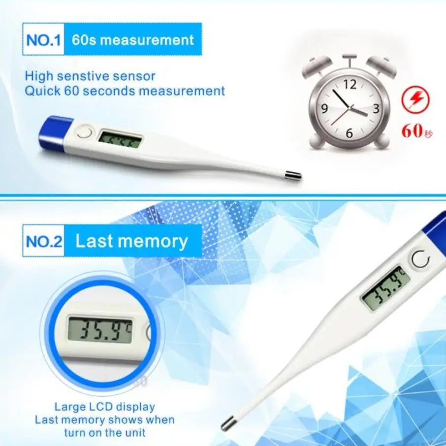 1 PC Digital Thermometer Good Quality Clinical Oral Underarm Rectal Test Baby Adult Fever Temperature Basal Rigid Tip Termometer Leedoar