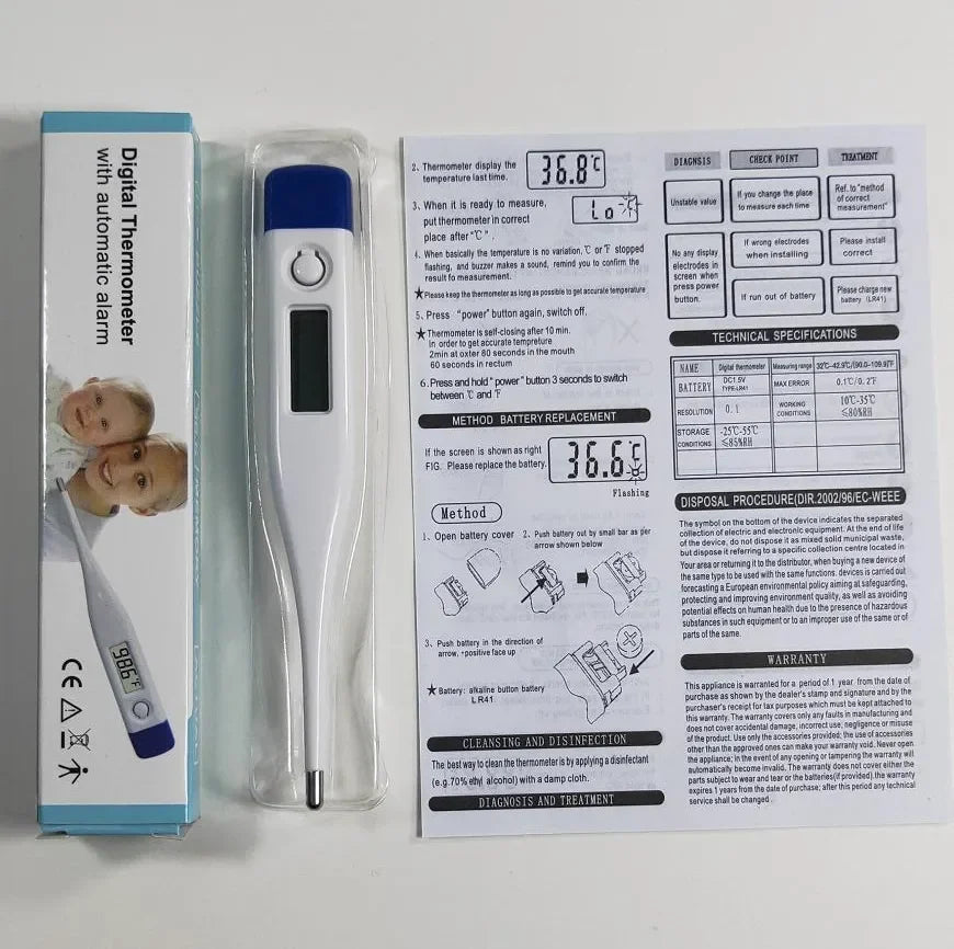 1 PC Digital Thermometer Good Quality Clinical Oral Underarm Rectal Test Baby Adult Fever Temperature Basal Rigid Tip Termometer Leedoar