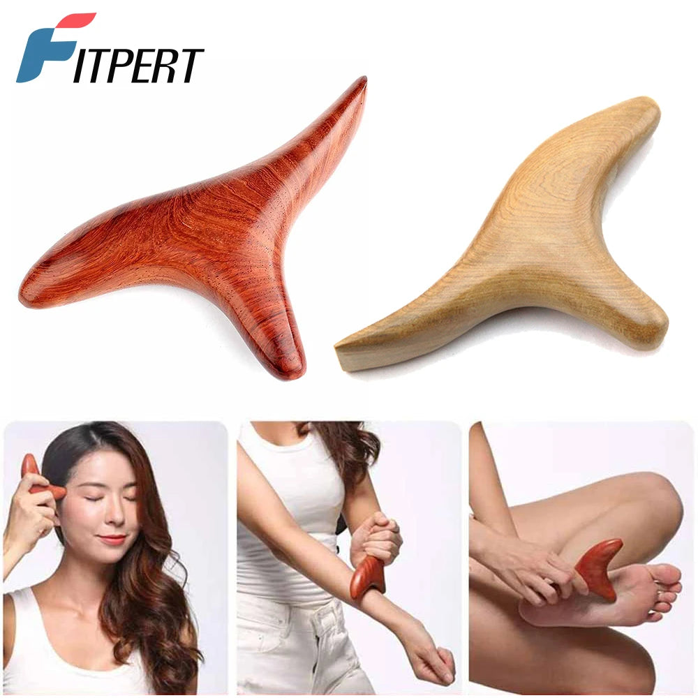 1 PC Neck Foot Wood Trigger Point Massage Gua Sha Tools,Home Gym Professional Wooden Therapy Massage Tool for Back Leg Hand Face Leedoar