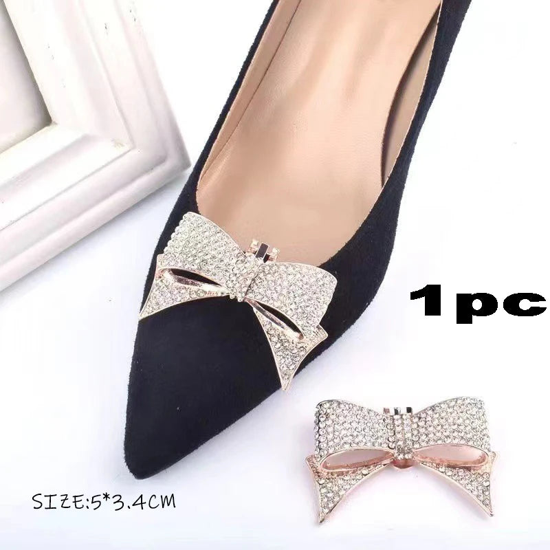 1 PC Clipes de sapato de strass Clássicos destacáveis ​​Flor/Laço Saltos Acessórios Decoração de sapato Moda Nupcial Casamento Sapatos Charms 