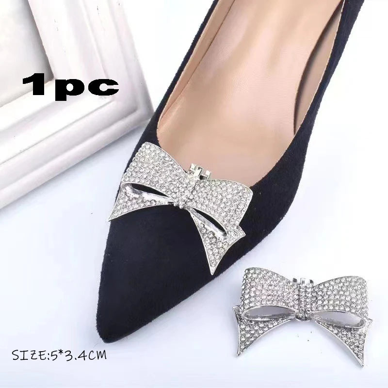 1 PC Clipes de sapato de strass Clássicos destacáveis ​​Flor/Laço Saltos Acessórios Decoração de sapato Moda Nupcial Casamento Sapatos Charms 