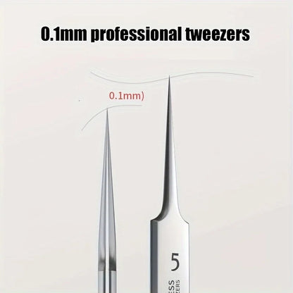 1 Pack Extra Fine No. 5 Cellular Acne Blackhead Tweezers - Facial Beauty Remove Acne Needle Tools for Skin Care Leedoar