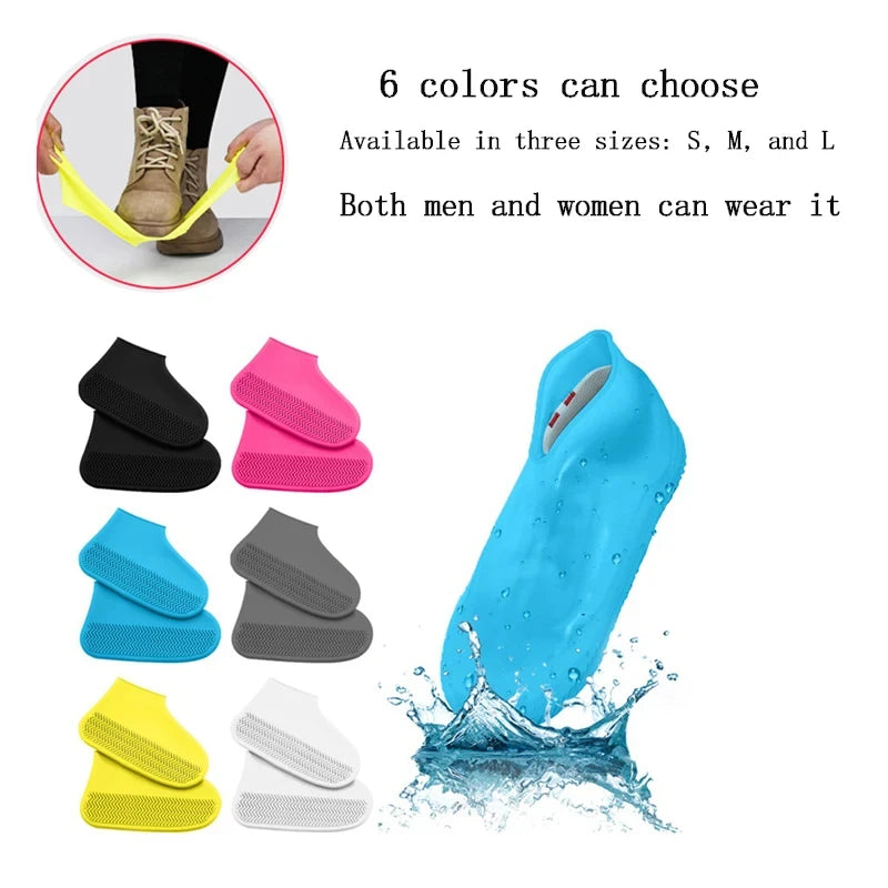 1 par de botas de chuva unissex antiderrapantes e impermeáveis ​​de silicone, com alta elasticidade e resistente ao desgaste, para dias chuvosos ao ar livre, capa de sapato reutilizável 