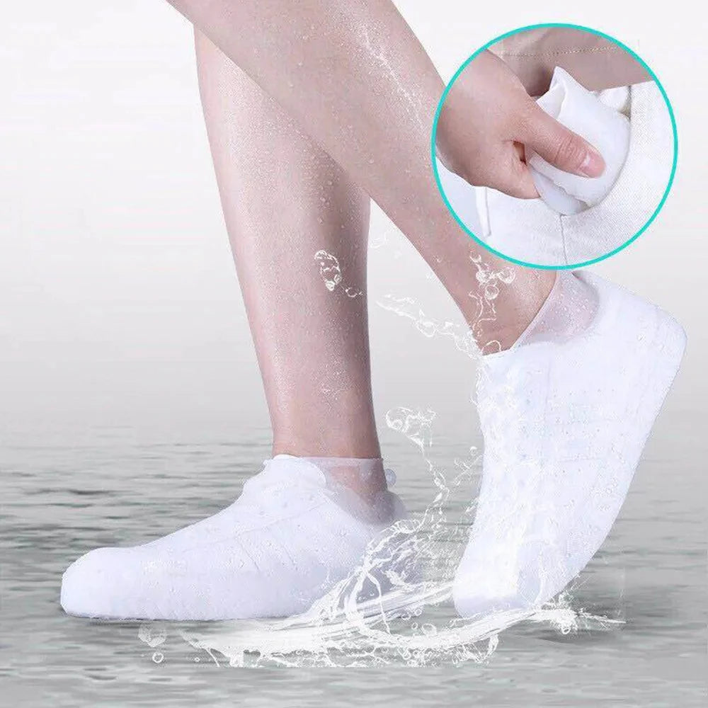 1 par de botas de chuva unissex antiderrapantes e impermeáveis ​​de silicone, com alta elasticidade e resistente ao desgaste, para dias chuvosos ao ar livre, capa de sapato reutilizável 