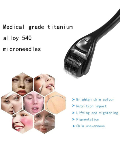 1 Pcs 540 Microneedle Rollers Dermatological Derma Micro Needles Titanium Help Hair Softens Acne Scars Skin Face Care Tool Leedoar