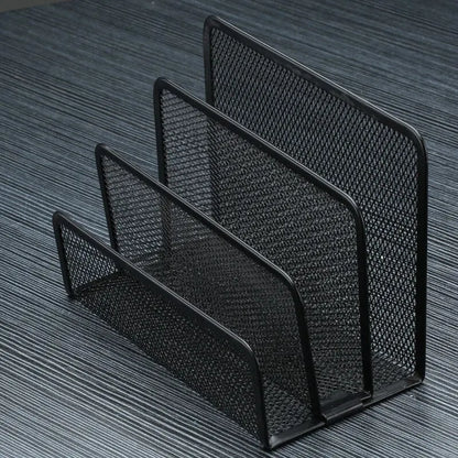 1 Pcs Preto Desktop Office Armazenamento Grade Metal Três Camadas Cartão de Visita Arquivo Material de Escritório Rack de Armazenamento 