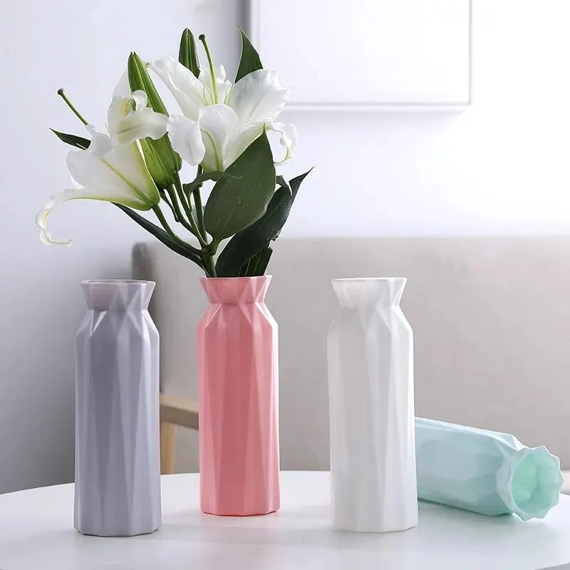 1 Piece Nordic Modern Plastic Flower Vase Flower Pot Basket Home Living Room Payty Wedding Decoration Ornament Leedoar