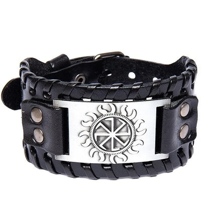 1 pieza de pulsera de cuero de aleación Ins de alta gama retro con hebilla de martillo de Thor en forma de sol estilo MODA PARA HOMBRES para vacaciones 