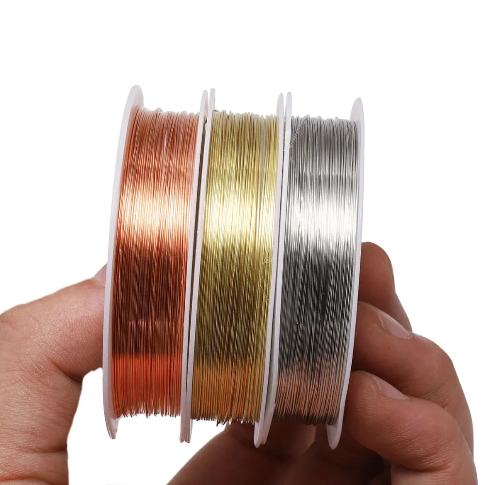 1 Roll 0.2/0.3/0.4/0.5/0.6/0.7/0.8/1mm Sturdy Copper Wire Beading Wire For Bracelet Necklace DIY Jewelry Making Accessories Leedoar