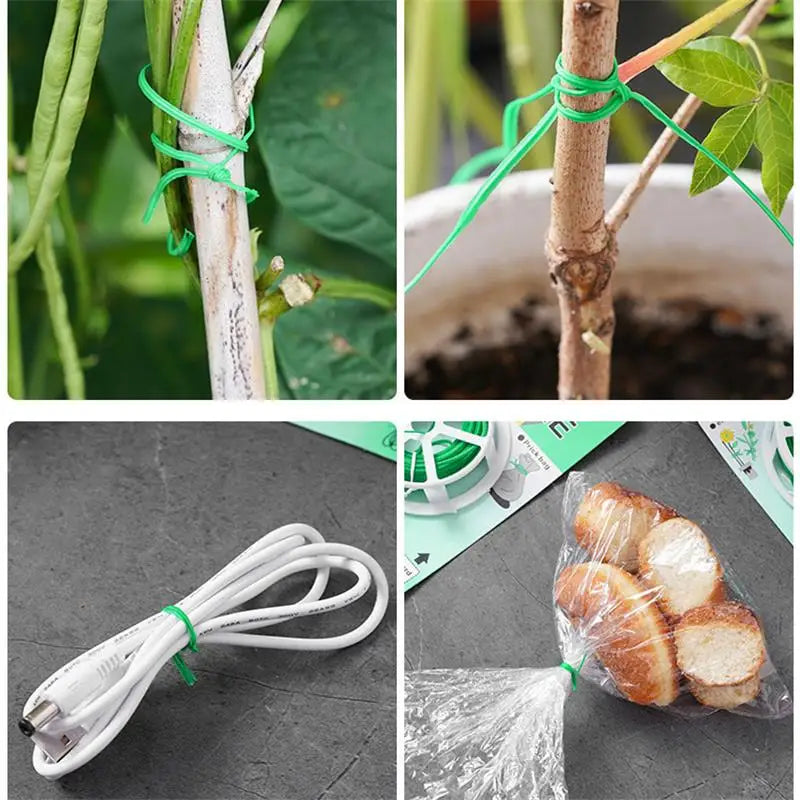 1 Roll 100M Multifunctional Plastic Steel Twist Tie Sturdy Reusable Garden Flower Plant Support Strap Tie Leedoar