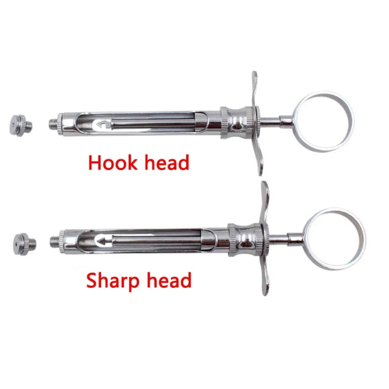 1 Set Dentistry Injection Syringe Hook-headed Sharp Head Stainless Steel Dental Aspirating Syringe Surgical Instrument 1.8ML Leedoar