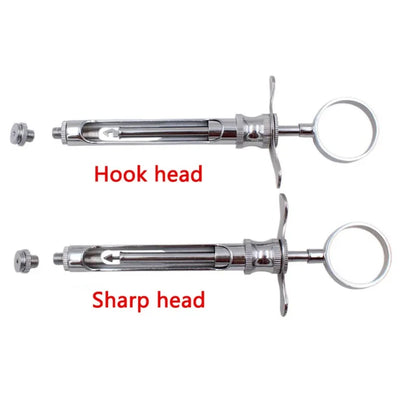 1 Set Dentistry Injection Syringe Hook-headed Sharp Head Stainless Steel Dental Aspirating Syringe Surgical Instrument 1.8ML Leedoar