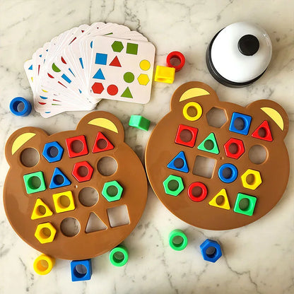 1 Set Little Bear Geometry Matching Puzzle Puzzle Montessori Education Block Parent Child Interactive Board Game Leedoar