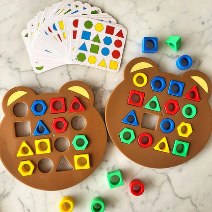 1 Set Little Bear Geometry Matching Puzzle Puzzle Montessori Education Block Parent Child Interactive Board Game Leedoar