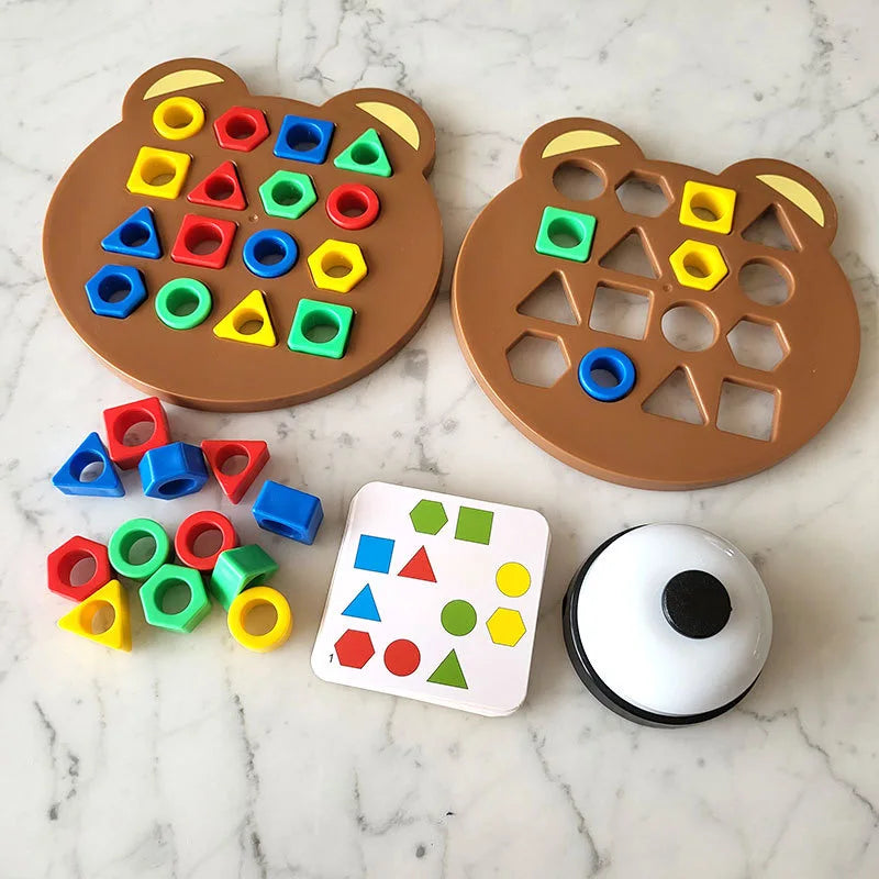 1 Set Little Bear Geometry Matching Puzzle Puzzle Montessori Education Block Parent Child Interactive Board Game Leedoar