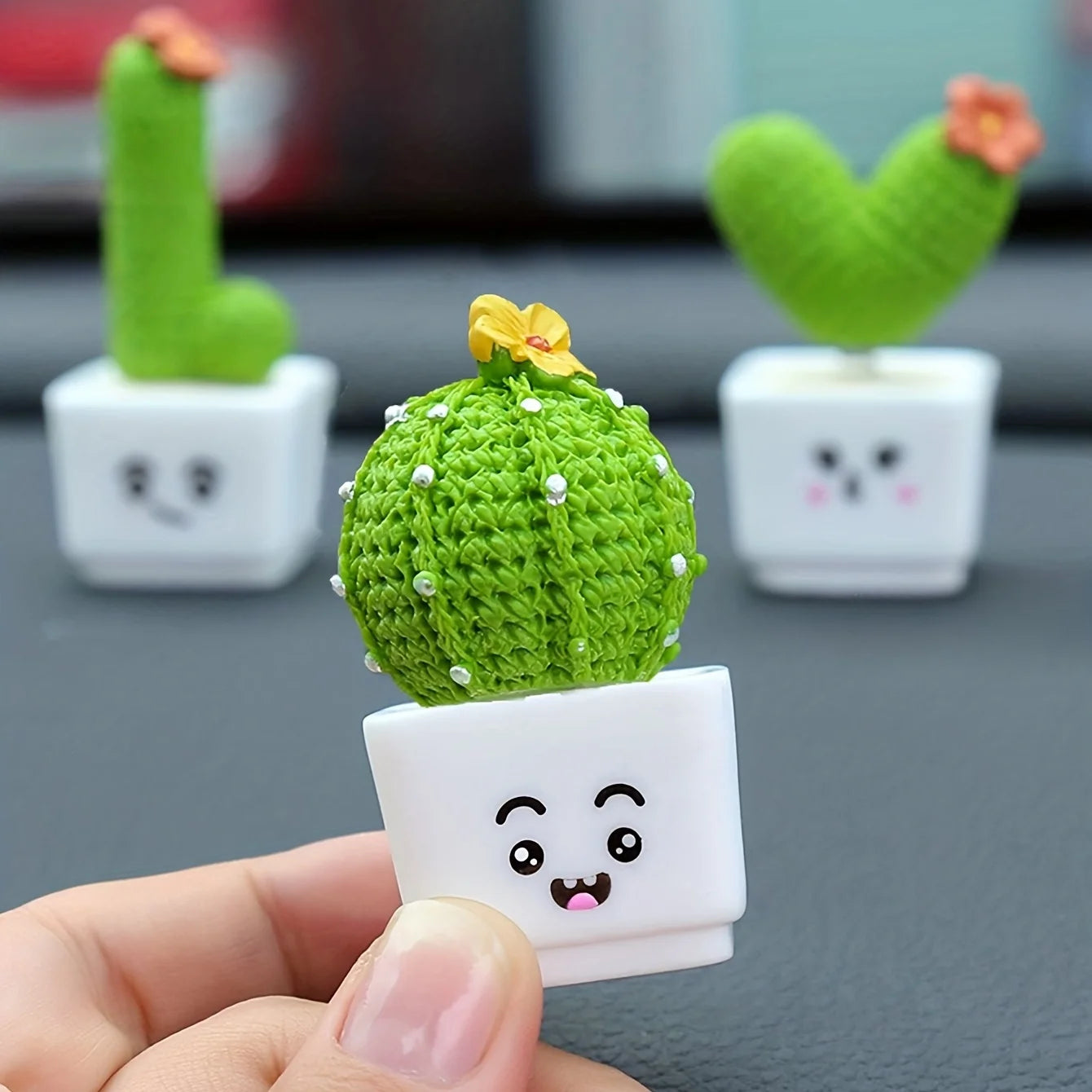 1 Set Of 4, Resin Succulent Cactus Mini Green Plant Car Office Home Living Room Crafts Leedoar