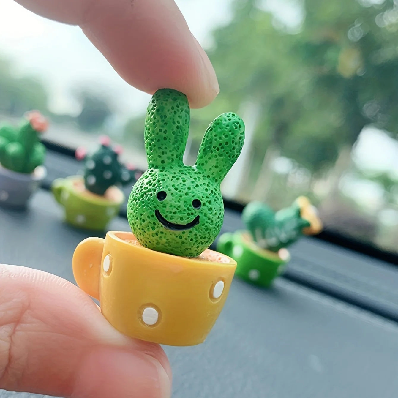 1 Set Of 4, Resin Succulent Cactus Mini Green Plant Car Office Home Living Room Crafts Leedoar