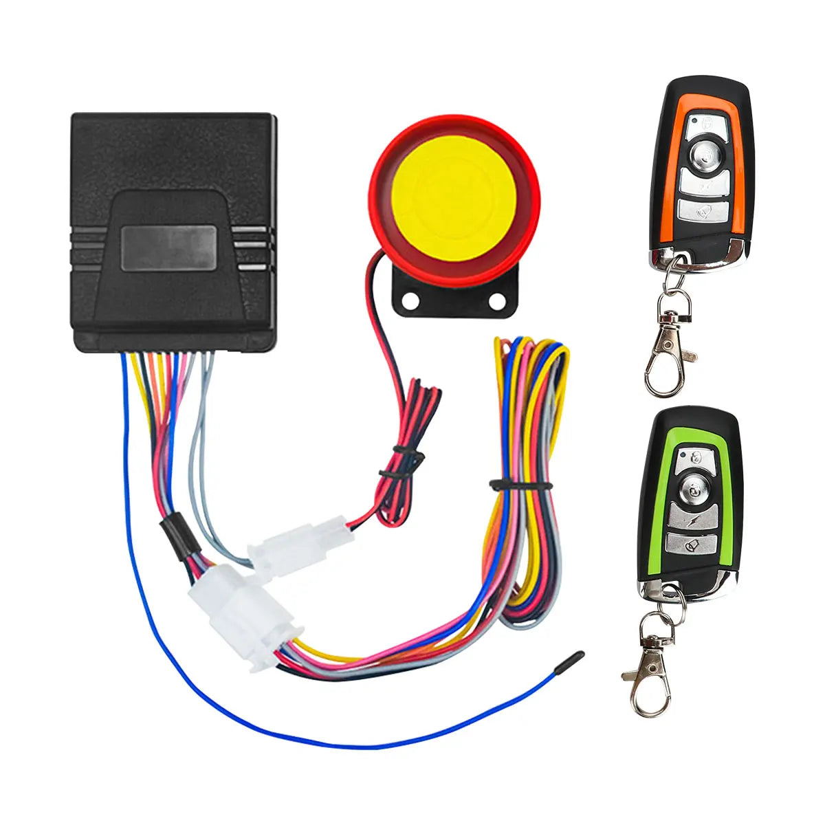 1 Set Universal Motorcycle Alarm System One-way with Engine Start Remote Control Key Fob 12V with Overload Protector Leedoar