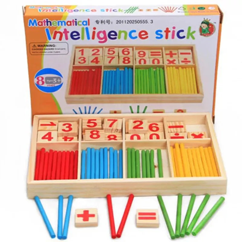 1 Set Wood Educational Teaching Aids Number Math Calculate Game Colorful Counting Sticks Kids Learning Education Toys Leedoar